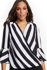 NWT New York & Company Bell Sleeve Wrap Blouse